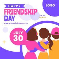 Friendship Day Social Media Illustration Flat Cartoon Hand Drawn Templates Background vector