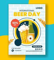 Beer Day Vertical Poster Flat Cartoon Hand Drawn Templates Background Illustration vector