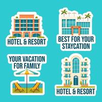 Hotel Label Flat Cartoon Hand Drawn Templates Background Illustration vector