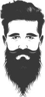silueta barba pelo Bigote hombre solamente negro color solamente vector