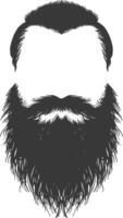 Silhouette beard hair mustache man only black color only vector