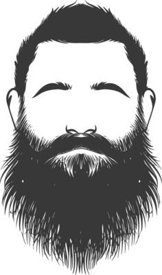 Silhouette beard hair mustache man only black color only