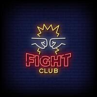 fight club neon Sign on brick wall background vector