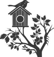 silueta pájaro casa negro color solamente vector