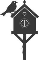 Silhouette bird house black color only vector