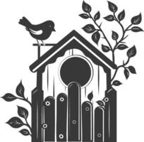 Silhouette bird house black color only vector