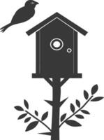 Silhouette bird house black color only vector