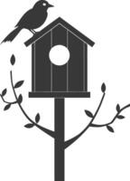 Silhouette bird house black color only vector