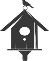 Silhouette bird house black color only vector