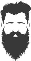 Silhouette beard hair mustache man only black color only vector