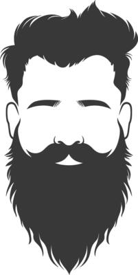Silhouette beard hair mustache man only black color only
