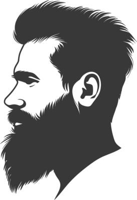Silhouette beard hair mustache man only black color only