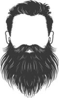 silueta barba pelo Bigote hombre solamente negro color solamente vector