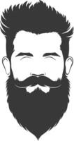 Silhouette beard hair mustache man only black color only vector