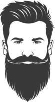 Silhouette beard hair mustache man only black color only vector