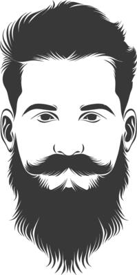Silhouette beard hair mustache man only black color only
