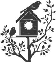 Silhouette bird house black color only vector