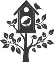 Silhouette bird house black color only vector