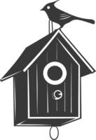 Silhouette bird house black color only vector