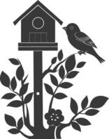 Silhouette bird house black color only vector