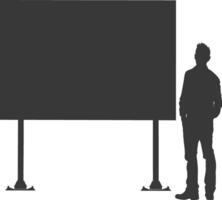 Silhouette blank billboard full body black color only vector