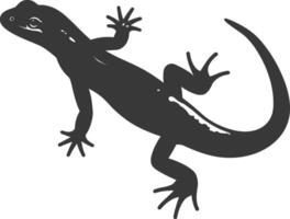 Silhouette salamander animal black color only vector