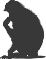 Silhouette Proboscis monkey animal black color only vector