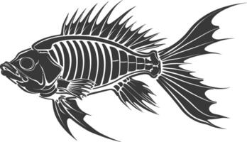 Silhouette skeleton of fish black color only vector