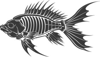 Silhouette skeleton of fish black color only vector