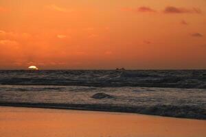 colorful sunset at Vlieland a dutch island photo