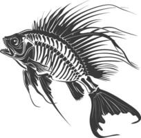 Silhouette skeleton of fish black color only vector