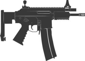 silueta metralleta pistola militar arma negro color solamente vector