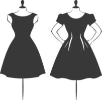 silueta mujer vestidos negro color solamente vector