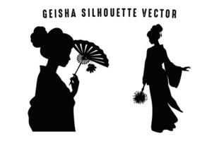 geisha siluetas negro clipart vector