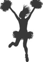 silhouette cheerleader in action full body black color only vector