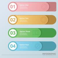 circulo infografía modelo. infografía opciones bandera. diseño para negocio infografia diseño elementos. resumen antecedentes con 4 4 pasos, partes, etapas, y procesos. vector