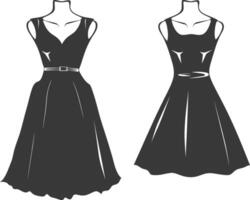 silueta mujer vestidos negro color solamente vector