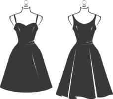 silueta mujer vestidos negro color solamente vector