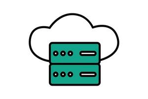 cloud server icon. icon related to information technology. flat line icon style. technology element illustration vector