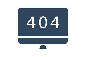 error icon. monitor with 404. icon related to information technology. solid icon style. technology element illustration vector