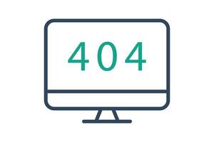 error icon. monitor with 404. icon related to information technology. line icon style. technology element illustration vector