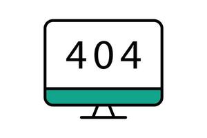 error icon. monitor with 404. icon related to information technology. flat line icon style. technology element illustration vector