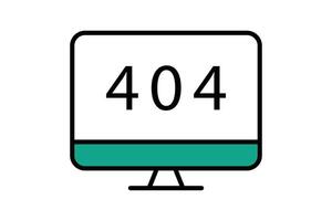 error icon. monitor with 404. icon related to information technology. flat line icon style. technology element illustration vector