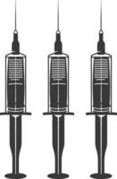 Silhouette medical syringe black color only vector