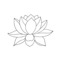 Lotus flower hand drawn doodle isolated black element for design on transparent background vector