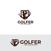 Golf player logo design template vector