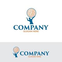 Human technology logo design, perfect for tech firms, software developers, IT consulting, and digital agencies. vector