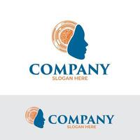 Human technology logo design, perfect for tech firms, software developers, IT consulting, and digital agencies. vector