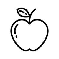 Apple Outline drawing Autumn fruit with leaf in minimalistic style Sticker Logo Icon design concept vector