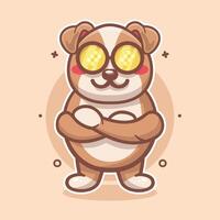 cool bulldog animal character mascot with crossed arms isolated cartoon in flat style design vector